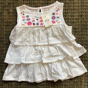 Boden girls 5-6y white tiered tank top NWT